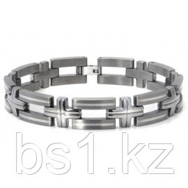 Titanium Silver Inlay Men's Bracelet w/ Cross Designs