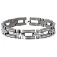 Titanium Silver Inlay Men's Bracelet w/ Cross Designs