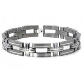 Titanium Silver Inlay Men's Bracelet w/ Cross Designs - фото 1 - id-p56509474