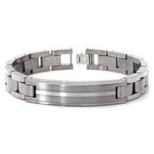Titanium Silver Inlay Men's ID Bracelet