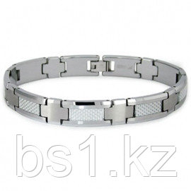 Tungsten Carbide White Carbon Fiber Inlay Men's Bracelet