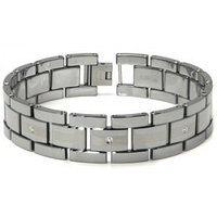 Tungsten Carbide Diamond Men's Bracelet w/ Matte Center