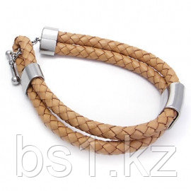 Stainless Steel Braided Leather Toggle Bracelet