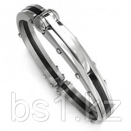 Stainless Steel Black Men's Mechanic Cuff Bracelet