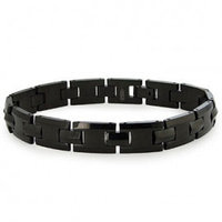 Black Tungsten Carbide Men's H-Link Bracelet