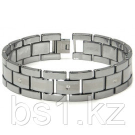 Tungsten Carbide Diamond Men's Bracelet w/ Matte Center