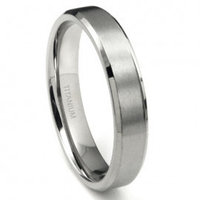 Titanium 5mm Beveled Wedding Band Ring w/ Brushed Center