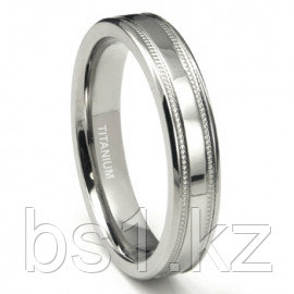Titanium 4mm Milgrain Flat Wedding Band Ring