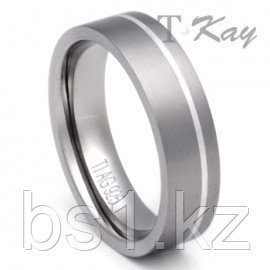 Titanium Silver Inlay Wedding Ring