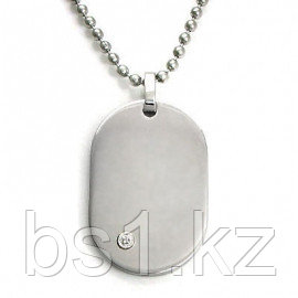 Nitrogen-LG Stainless Steel Diamond Dog Tag Pendant w/ Bead Chain - фото 1 - id-p56509791