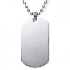 Stainless Steel Engravable Dog Tag Pendant w/ Bead Chain