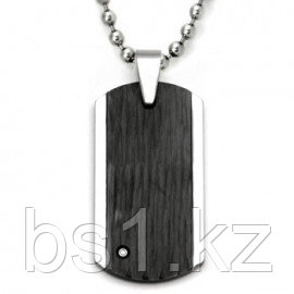 Tungsten Diamond Hammer Finish Dog Tag Pendant w/ Bead Chain