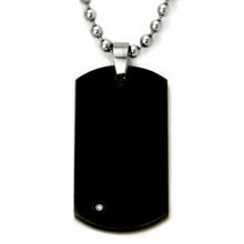 Black Tungsten Diamond Dog Tag Pendant w/ Bead Chain