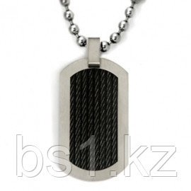 Black Titanium Cable Dog Tag Pendant w/ Bead Chain