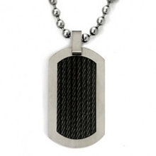 Black Titanium Cable Dog Tag Pendant w/ Bead Chain