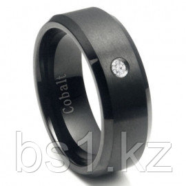 Cobalt Chrome Black Plated Diamond Wedding Band Ring - фото 1 - id-p56509815