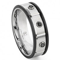 Cobalt XF Chrome 8MM Two Tone Black Diamond Wedding Band Ring