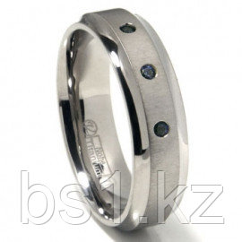 Titanium 7mm Swarovski Crystal Wedding Band Ring