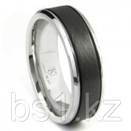 Cobalt XF Chrome Two Tone Di Seta Finish Wedding Band Ring w/ Grooves