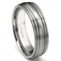 Titanium 7mm Ribbed Men's Wedding Ring