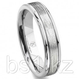 Cobalt XF Chrome 4MM Flat Wedding Band Ring w/ Brush Center