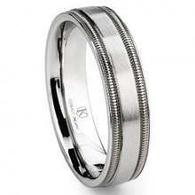 Cobalt XF Chrome 6MM Brush Finish Milgrain Wedding Band Ring