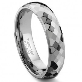 VENUS Tungsten Carbide 6MM Faceted Wedding Band Ring
