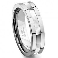 Tungsten Carbide Mother of Pearl Inlay Wedding Band Ring