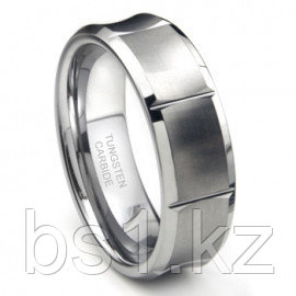 Tungsten Carbide Concave Wedding Band Ring w/ Horizontal Grooves