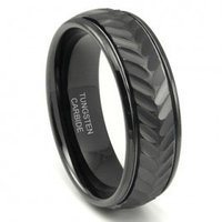 Black Tungsten Carbide 8MM Chevron Newport Wedding Band Ring