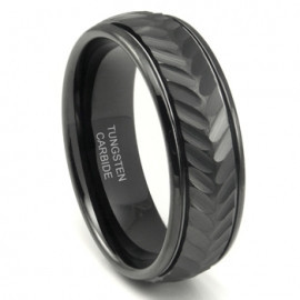 Black Tungsten Carbide 8MM Chevron Newport Wedding Band Ring - фото 1 - id-p56509853
