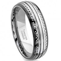 2nd Generation Tungsten Carbide Two Tone Dome Milgrain Wedding Band Ring