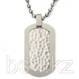 Titanium Hammered Dog Tag Pendant w/ Bead Chain