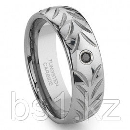 Tungsten Carbide Chevron Black Diamond Wedding Band Ring