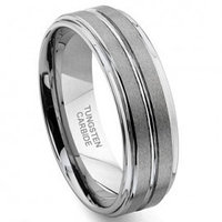 NICCOLO Tungsten Carbide Ribbed Satin Wedding Band Ring