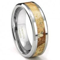 Tungsten Carbide Igneous Riverstone Inlay Wedding Band Ring