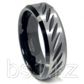 Black Tungsten 8MM Diamond Cut Beveled Wedding Band Ring