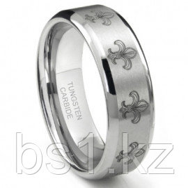 Tungsten Carbide Fleur De Lis Wedding Band Ring