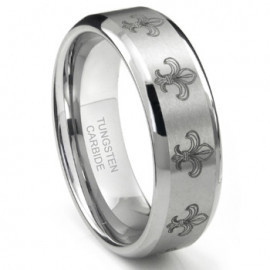 Tungsten Carbide Fleur De Lis Wedding Band Ring - фото 1 - id-p56509869