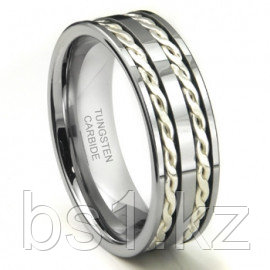 Tungsten Carbide Silver Rope Wedding Band Ring