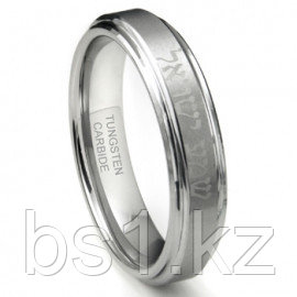 Tungsten Carbide Laser Engraved Hebrew Wedding Band Ring