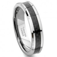 Tungsten Carbide 6MM Carbon Fiber Inlay Wedding Band Ring