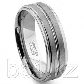NICCOLO Tungsten Carbide Ribbed Satin Wedding Band Ring