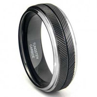 Black Tungsten Carbide Chevron Wedding Band Ring