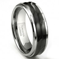Tungsten Carbide 8MM Wave Finish Wedding Band Ring
