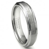Tungsten Carbide Laser Engraved Hebrew Wedding Band Ring