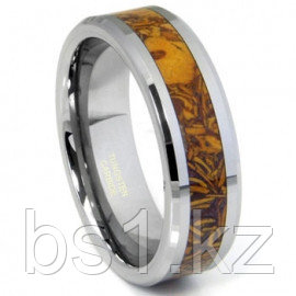 Tungsten Carbide Brown Riverstone Inlay Wedding Band Ring