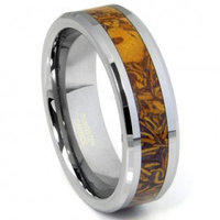 Tungsten Carbide Brown Riverstone Inlay Wedding Band Ring