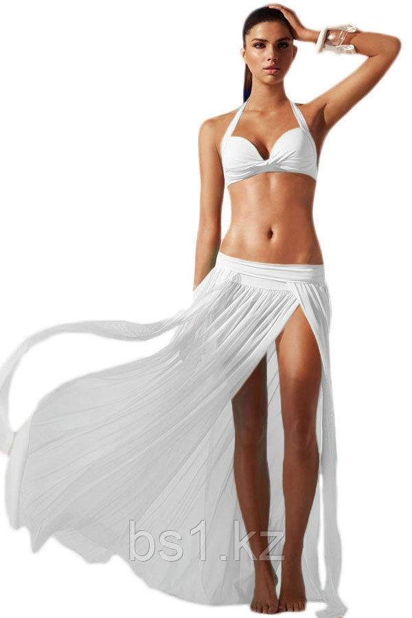 White Elegant Mesh Maxi Skirt Cool Beachwear - фото 1 - id-p56510443