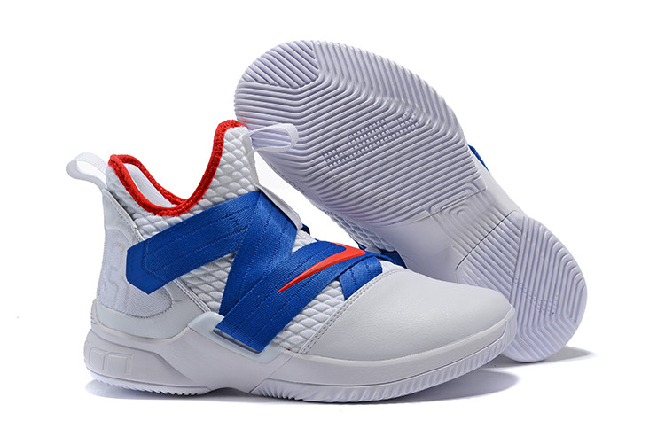 Кроссовки Nikе Lebron Zoom Soldier 12 (XII) "White/ Blue/ Red" (40-46) - фото 1 - id-p56549587